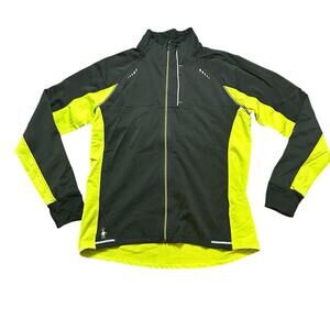 Smartwool PhD Merino Wool Full Zip Running Jacket Men’s Medium Black Neon Yellow